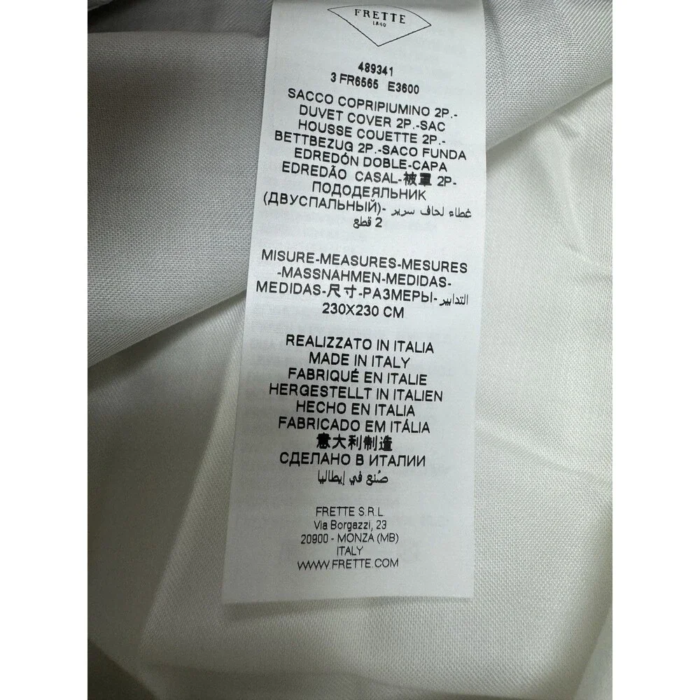 Frette Queen Bold Duvet Cover , Milk/Slate Grey , 100% Cotton, Made In Italy