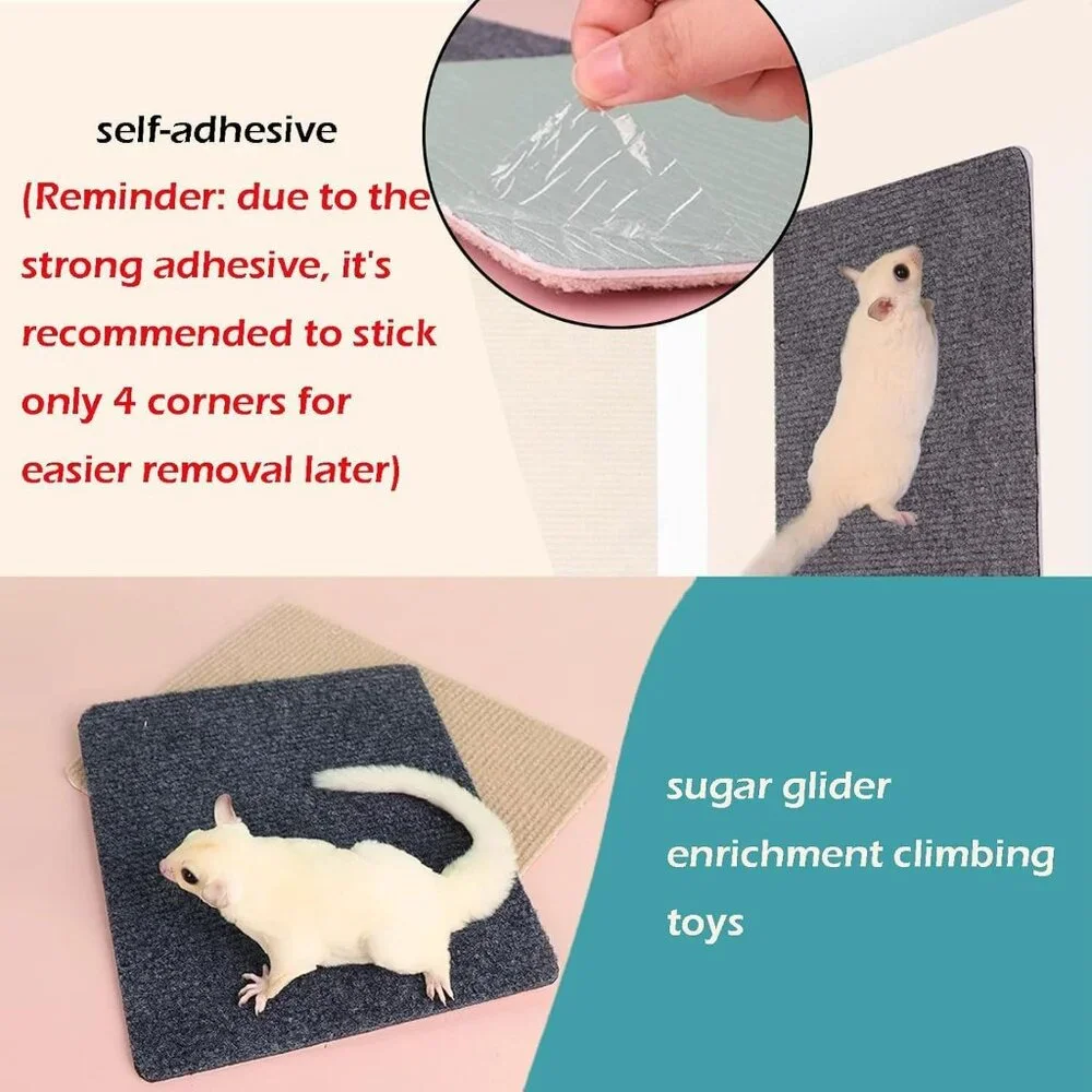 Sugar Glider Toys, Sugar Glider Climbing Mats, Self-Adhesive Cage Accessories fo