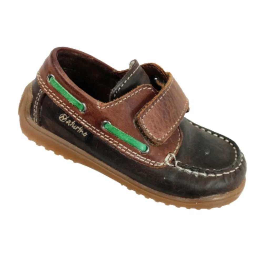 Naturino Unisex 4110 Toddler Velcro Boat Shoes in Moro/Bark/Verde size 7.5