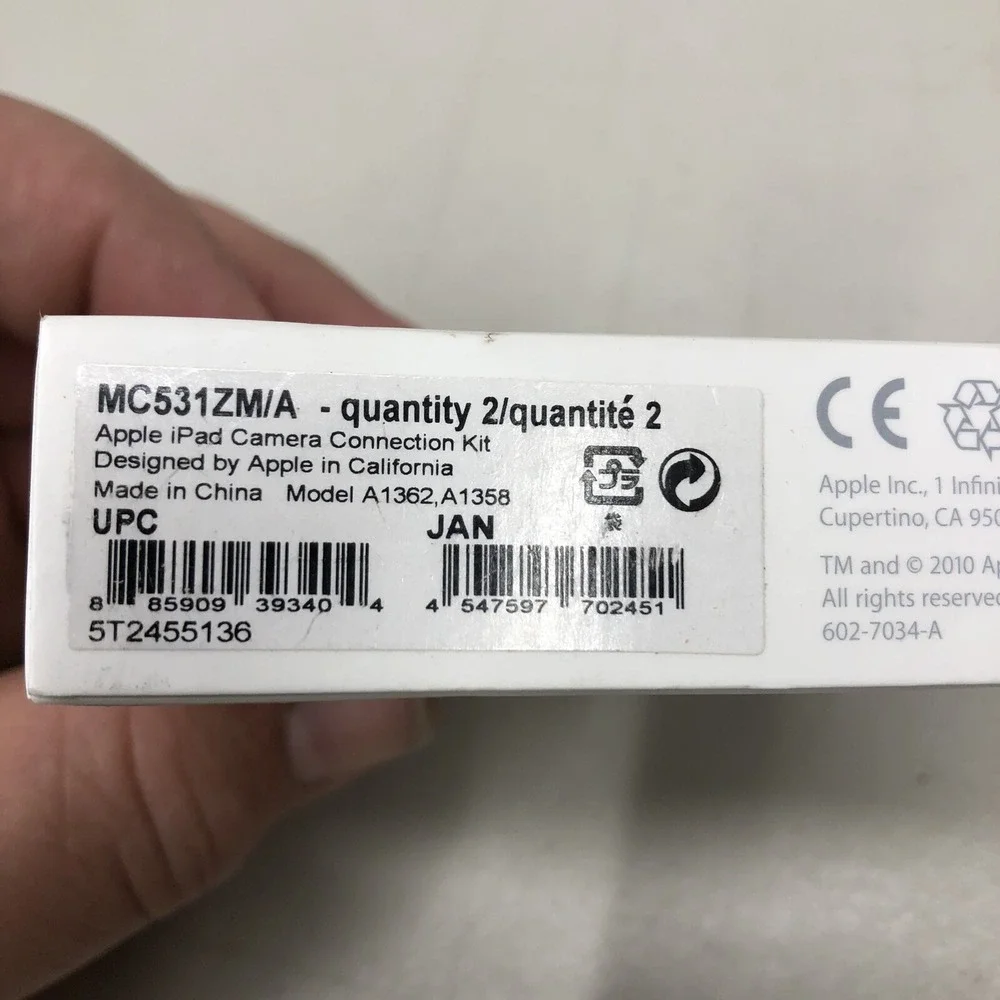 GENUINE Apple iPad Camera Connection‎ Kit: MC531ZM/A New