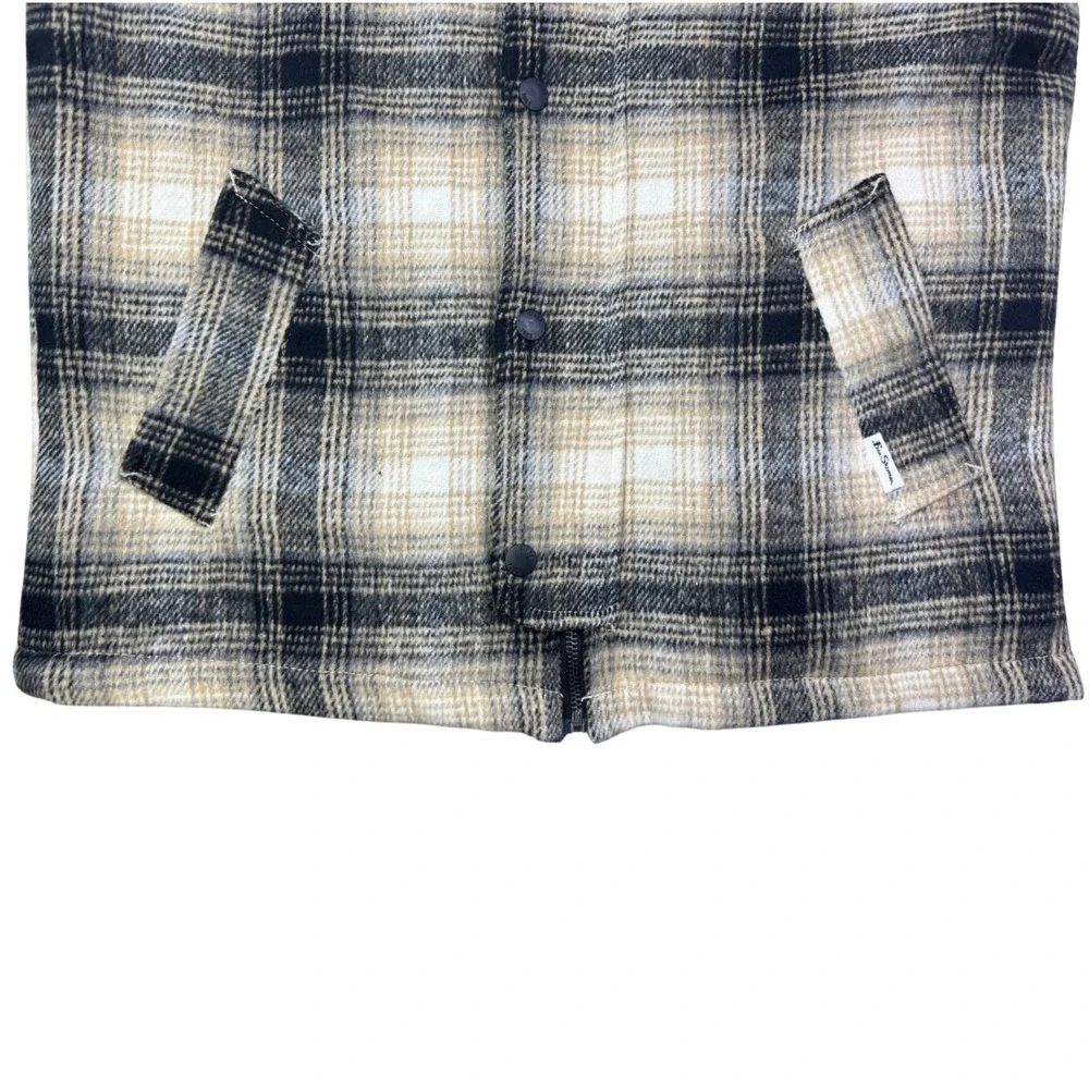 Ben Sherman Mens Plaid Button Front Lined Jacket Soft Cozy Mens Small
