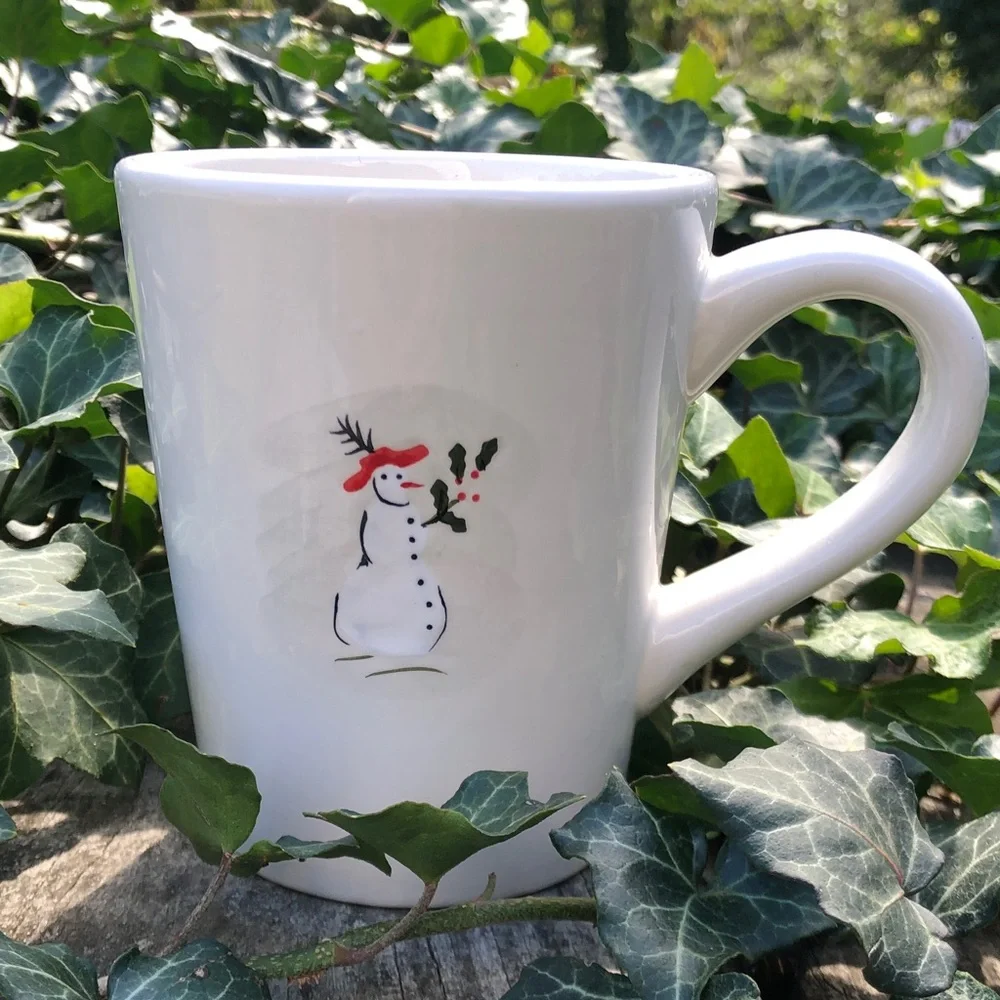 Williams Sonoma White Mug with Snowman Design
