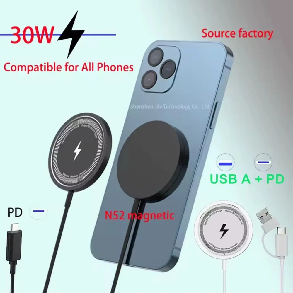 Magnetic Wireless Charger for All Phones - Black