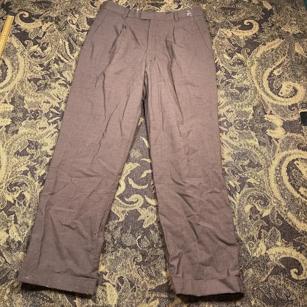Nike Tiger Woods Mens Brown Straight Pants Wool Blend Size 32x30 Comfort Flawed