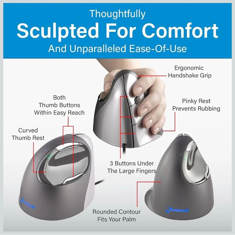 Evoluent VM4L Ergonomic Vertical Mouse Left Hand Wired USB - NEW in box