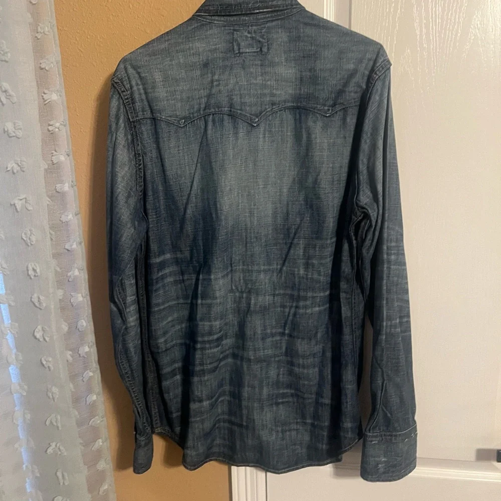 True Religion distressed denim shirt sz x large