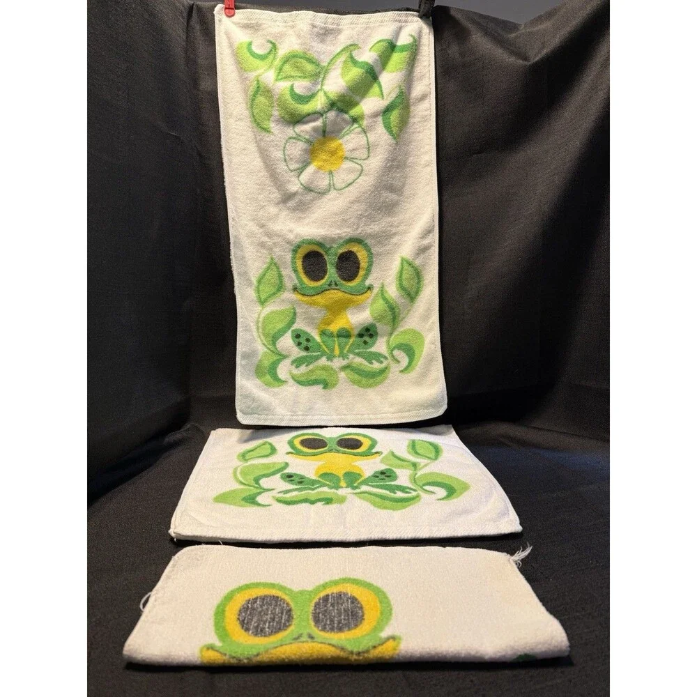 Vintage Frog Towel Bath Set Green Burlington Anita Wagenvoord
