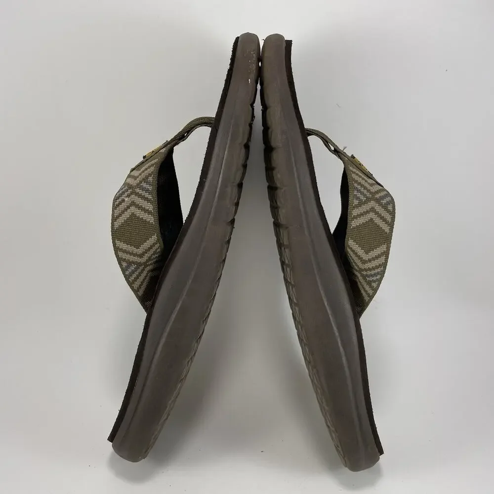 Teva Voya Canvas Flip Flops Mens Size 9 Olive Green Sandals Beach Pool Comfort