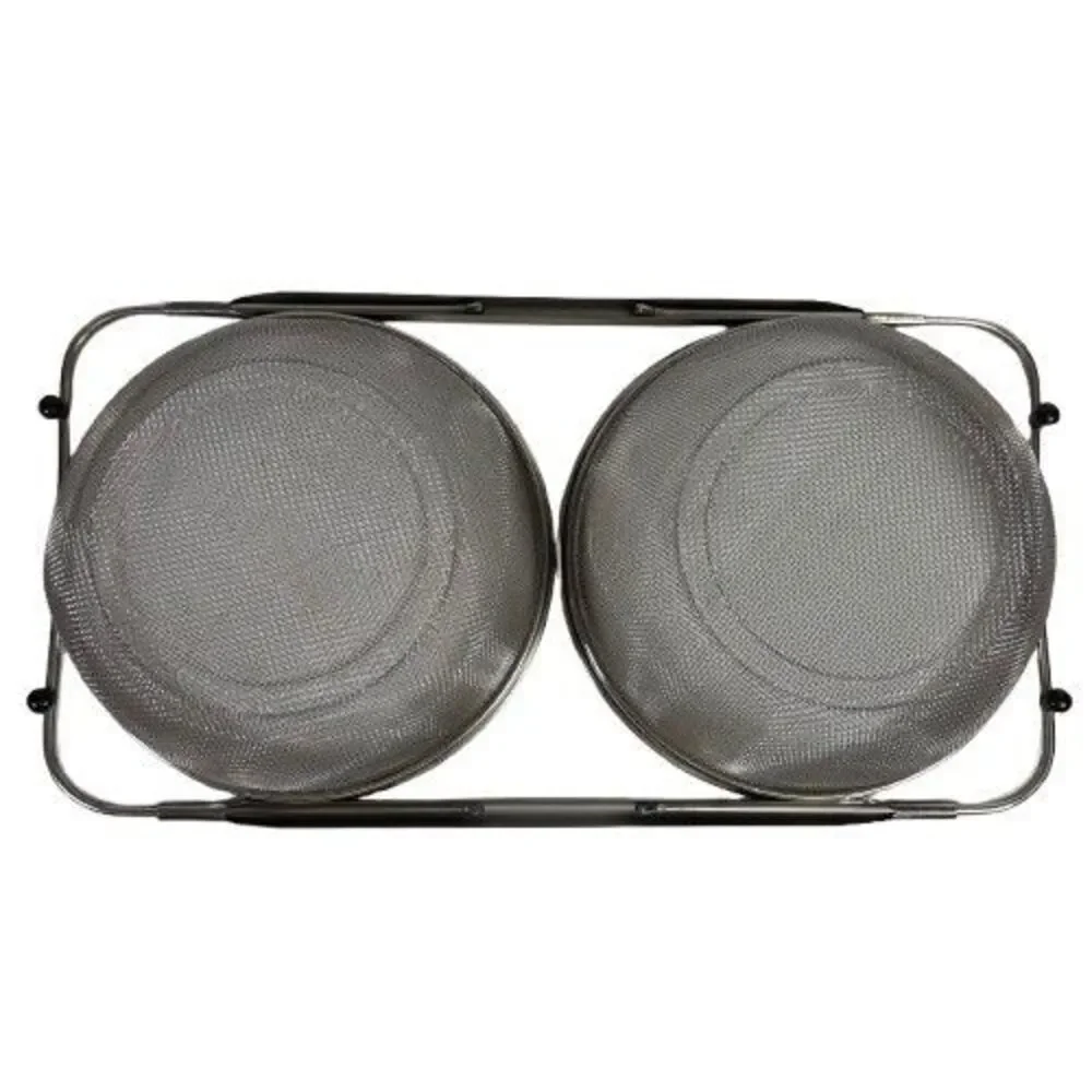 Stainless Wire Mesh Expandable Over-the-Sink DOUBLE Kitchen Colander / Strainer