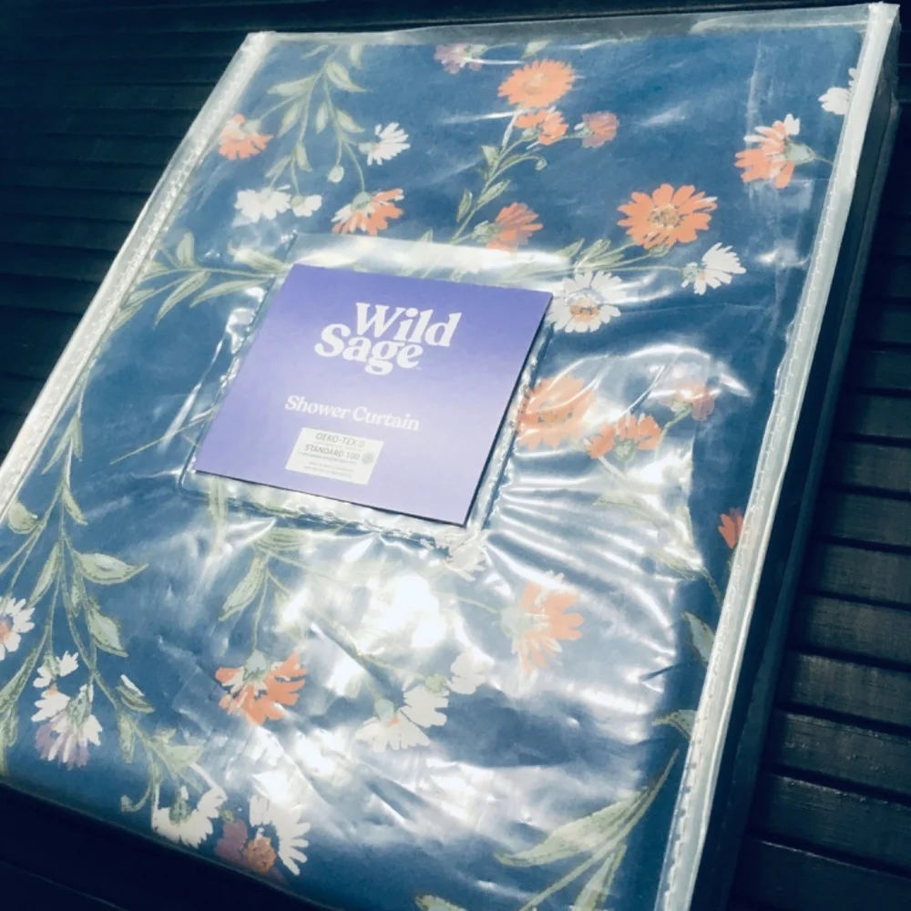 new Wild Sage™ Maeve Floral 72x98 Extra Long Cotton Shower Curtain in Navy Blue