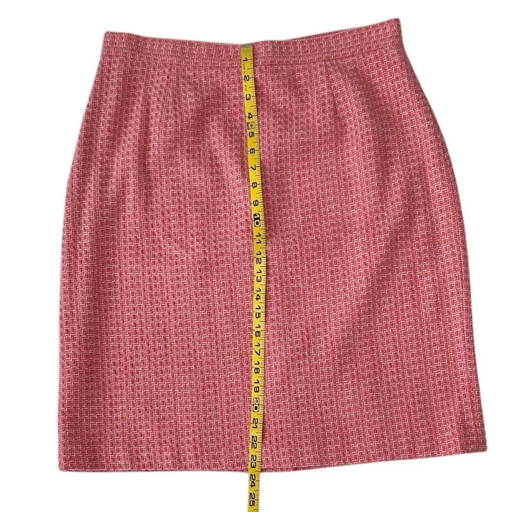 Studio Liz Claiborne Vintage Coral Orange Boucle Tweed Pencil Skirt Size 14