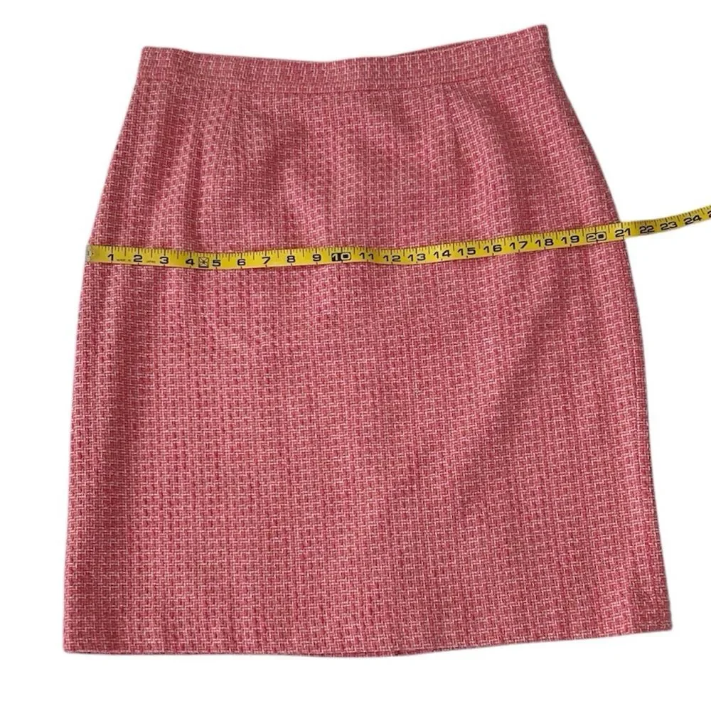 Studio Liz Claiborne Vintage Coral Orange Boucle Tweed Pencil Skirt Size 14