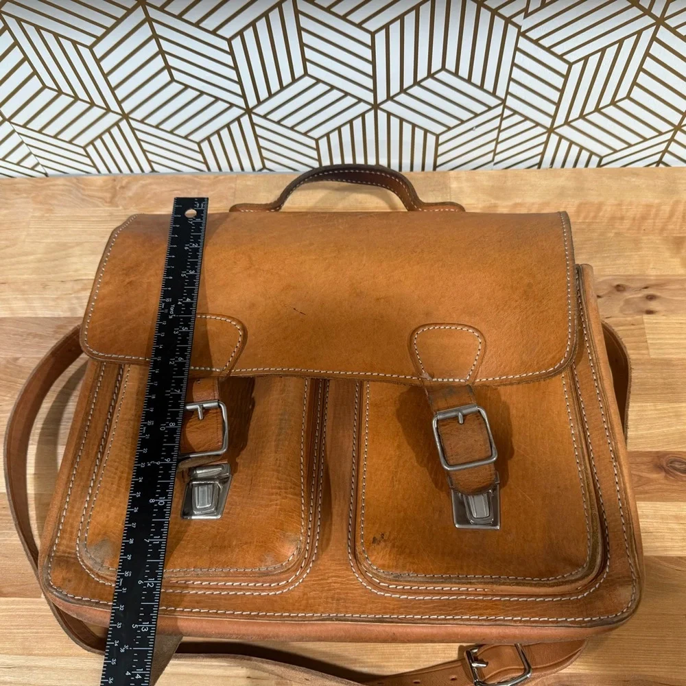 JJ Kübler leather bag natural leather bag 30x40 cm briefcase travel bag vintage