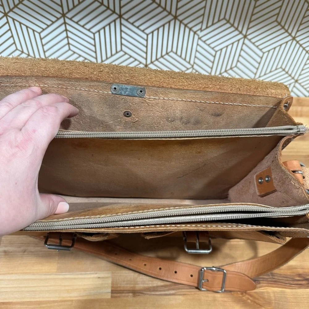 JJ Kübler leather bag natural leather bag 30x40 cm briefcase travel bag vintage