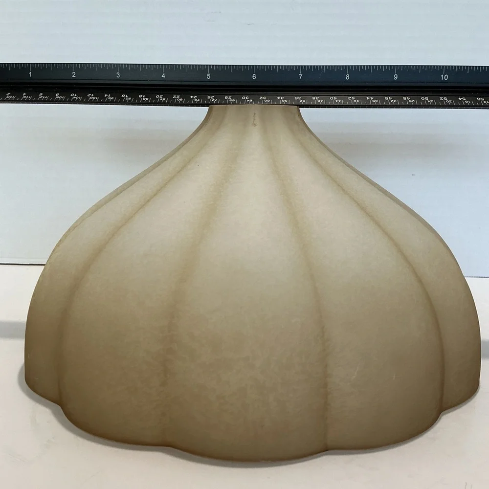 Torchiere Floor Lamp Glass Shade REPLACEMENT Amber Alabaster Fluted Clam Shape