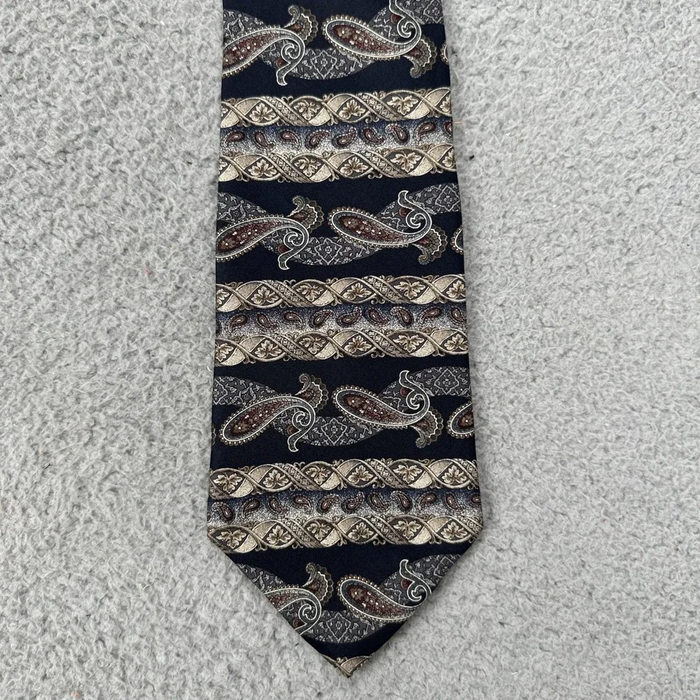 Zylos‎ George Machado 100% Italian Silk Neck Tie Paisley Geometric Made in USA