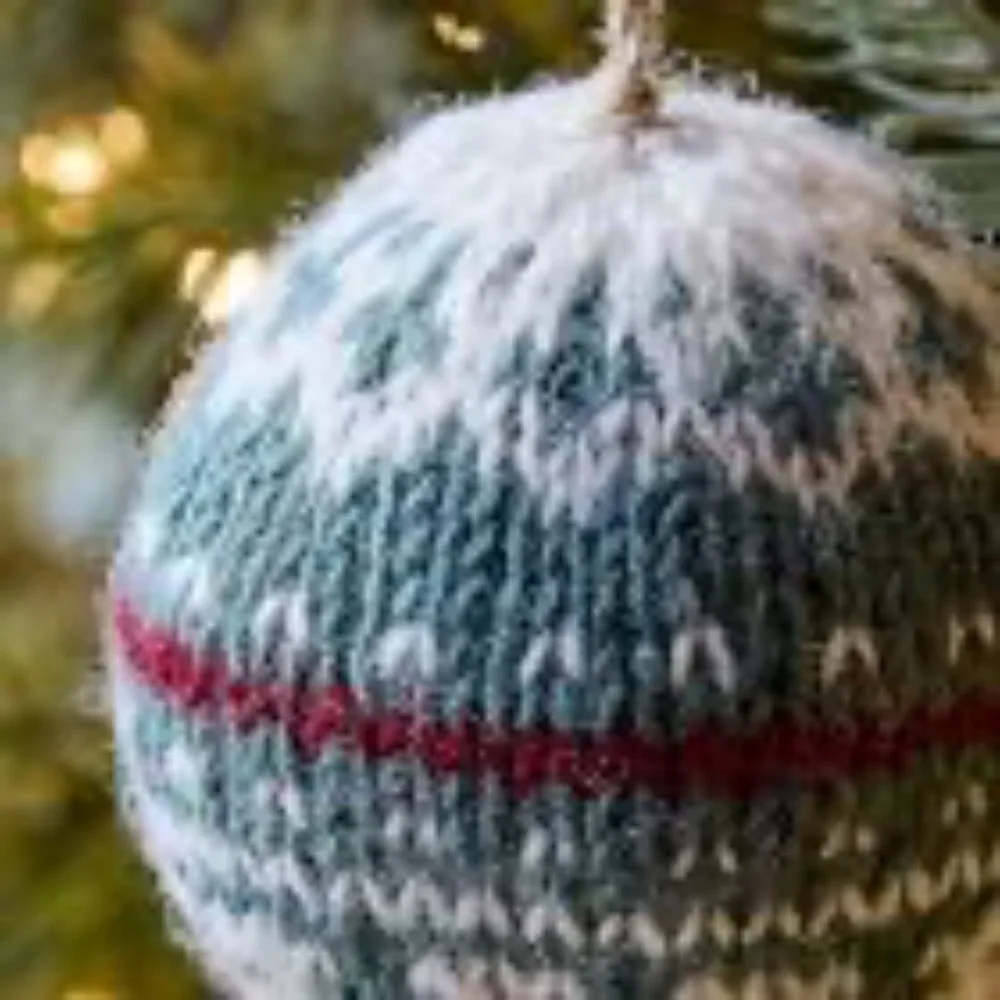 West Elm Fair Isle Knit Ball Christmas Ornaments Set of 4 NWT