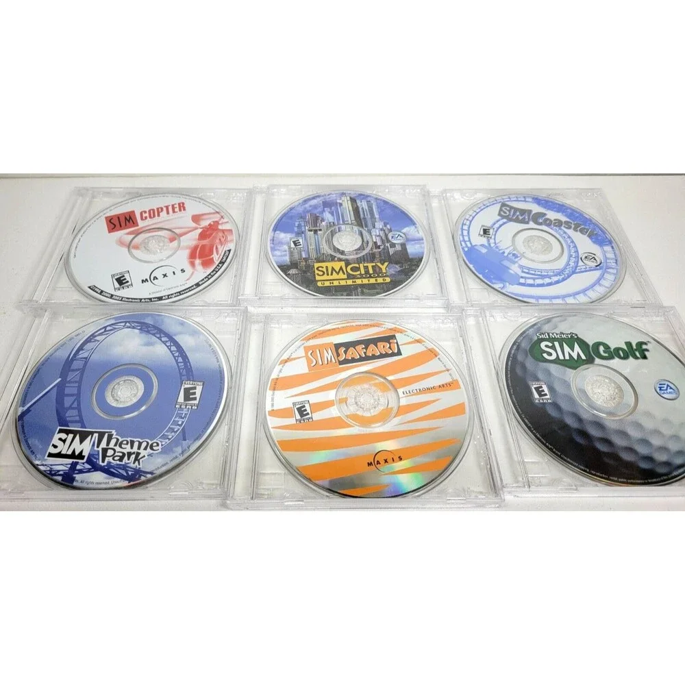 Sim PC Game Lot DISCS ONLY Sim City 3000 Sim Copter Sim Theme Park Gold Sim Golf