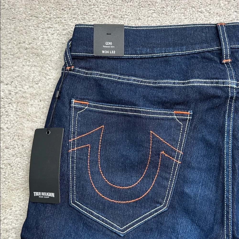 True Religion flat orange stitch