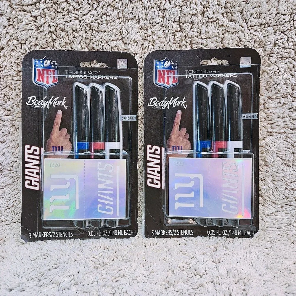 BodyMark temporary tattoo NY GIANTS stencils markers GAME DAY Superbowl Football