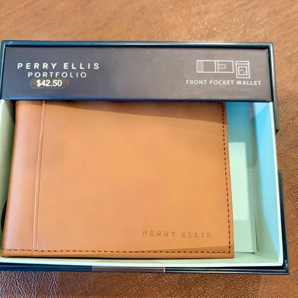 Perry EllisTan Leather Money Clip Wallet