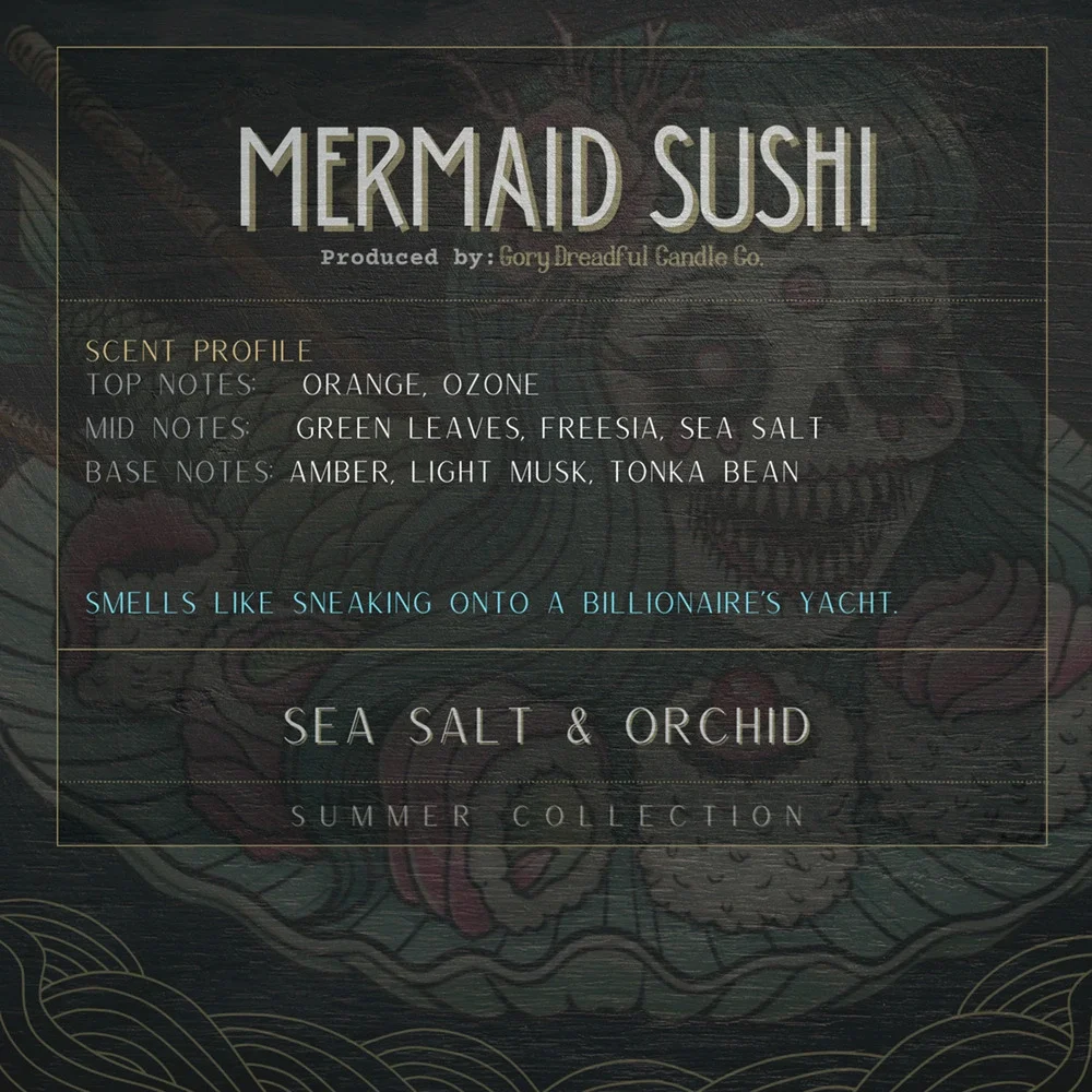 Gory Dreadful Candle Co mermaid sushi