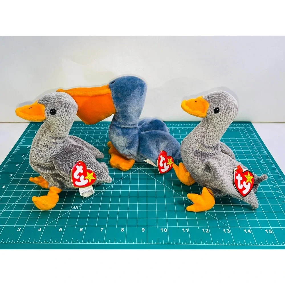 Ty Scoop the Pelican & 2 Honks Bird Plush Stuffed Animal Beanie Babies Lot of 3