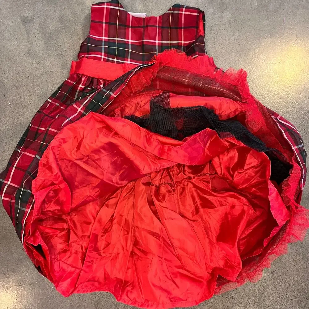 Blueberi Boulevard Red Green Christmas Plaid dress girls size 5 formal holiday