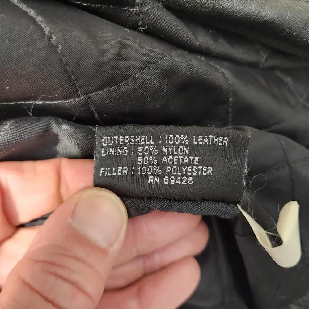 Wilsons Leather Coat Mens XL Black Distressed Pockets Winter Quilted Lining