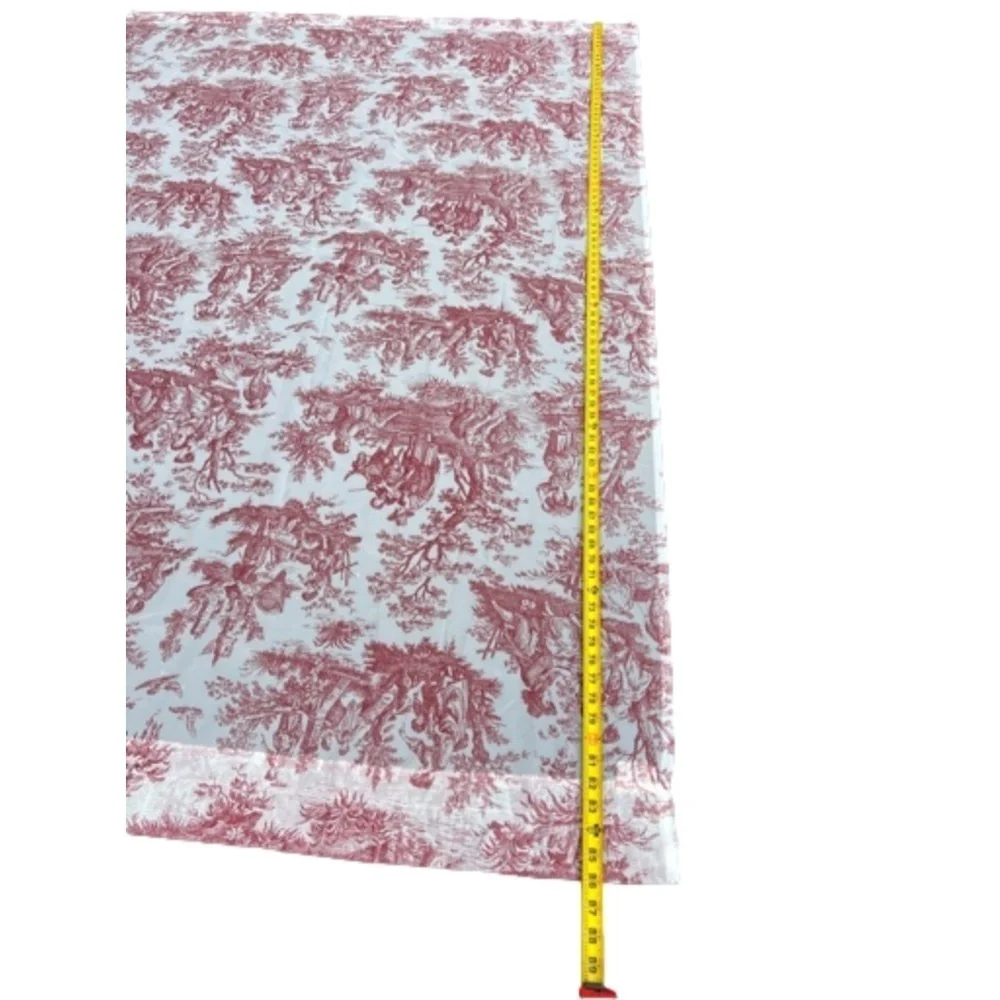 Set Of 2 Sheer Vintage Waverly Red Toile Drapery‎ & Valence Country Life Weekend