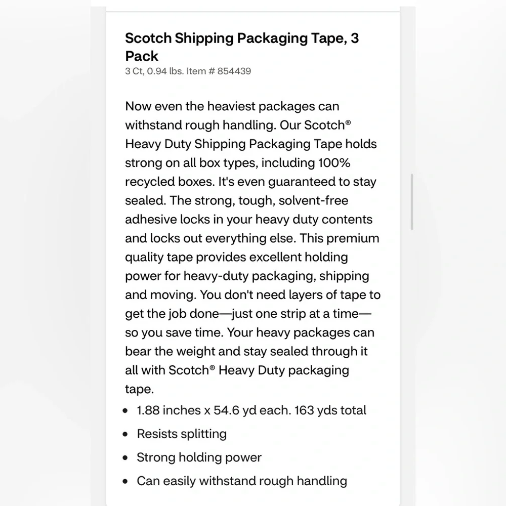 Scotch pack shipping