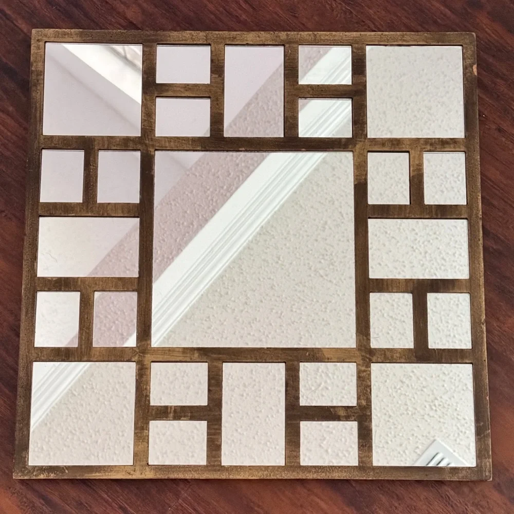 Vintage Geometric Accent Wall Mirror 14”x14”