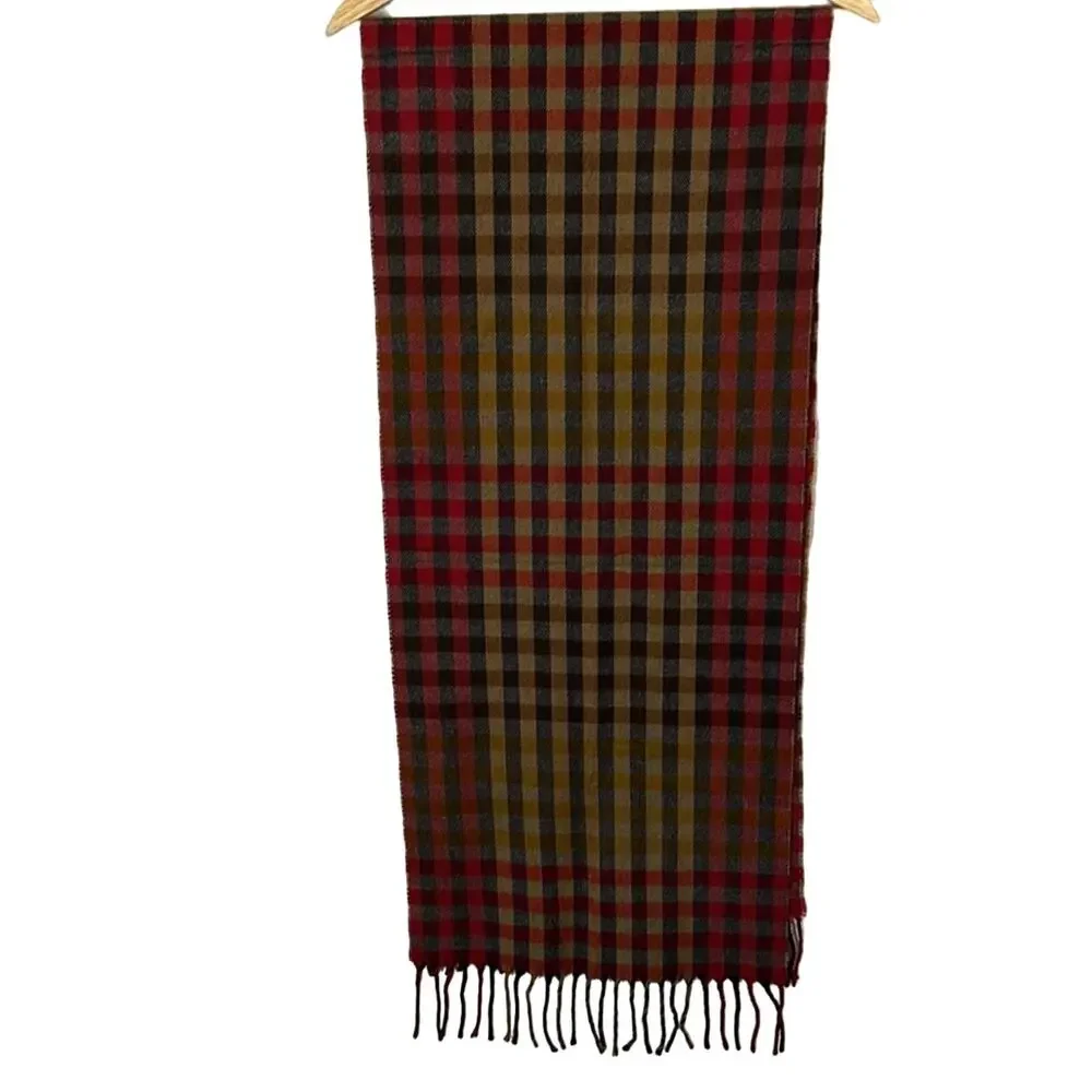 Christian Dior Scarf Plaid Red Beige Gorgeous Tassel Christmas