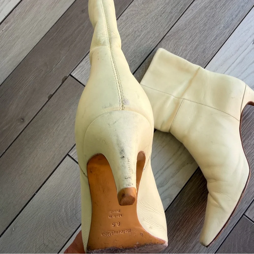 Reformation Ramona Cream Ankle Booties