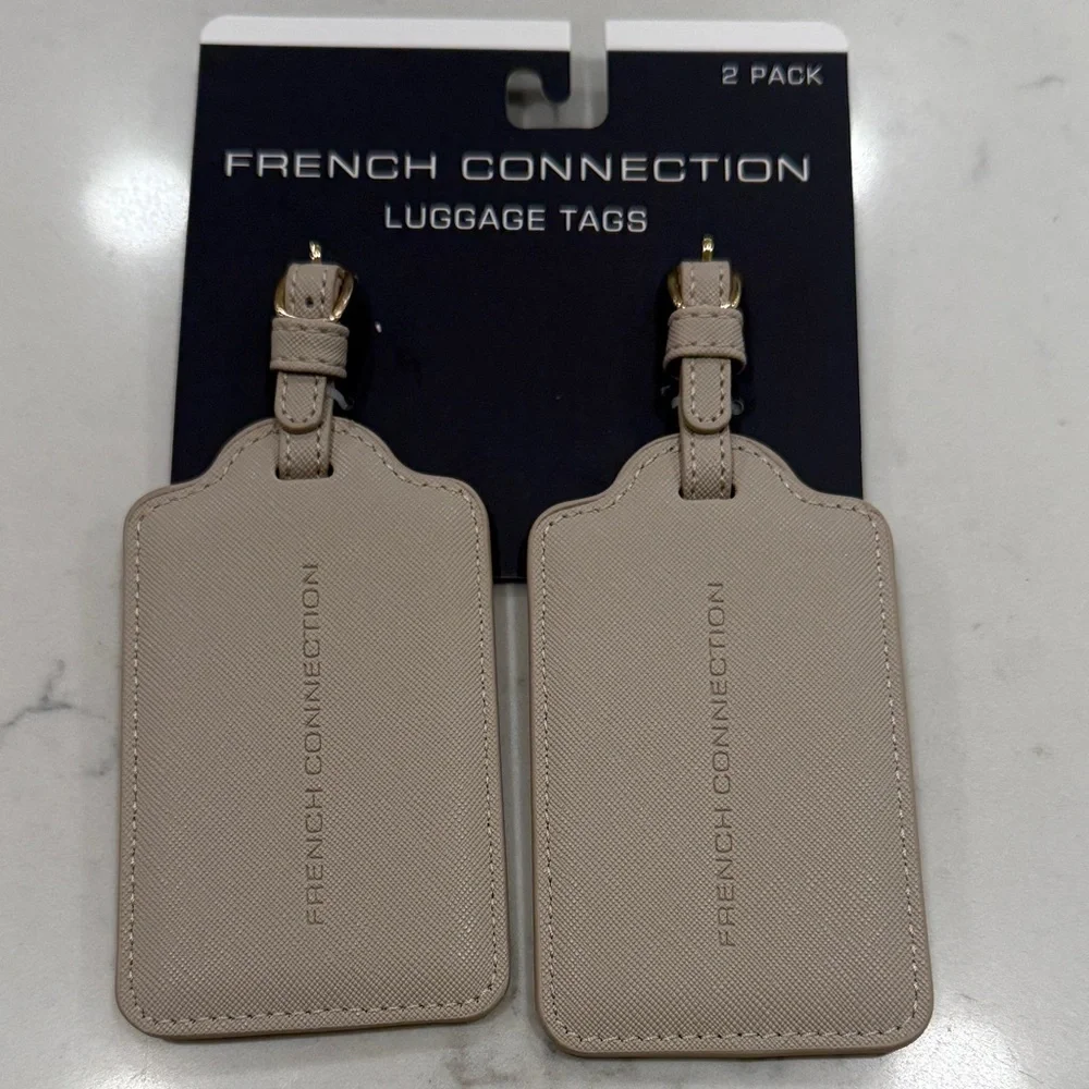 French Connection Taupe Luggage Tags