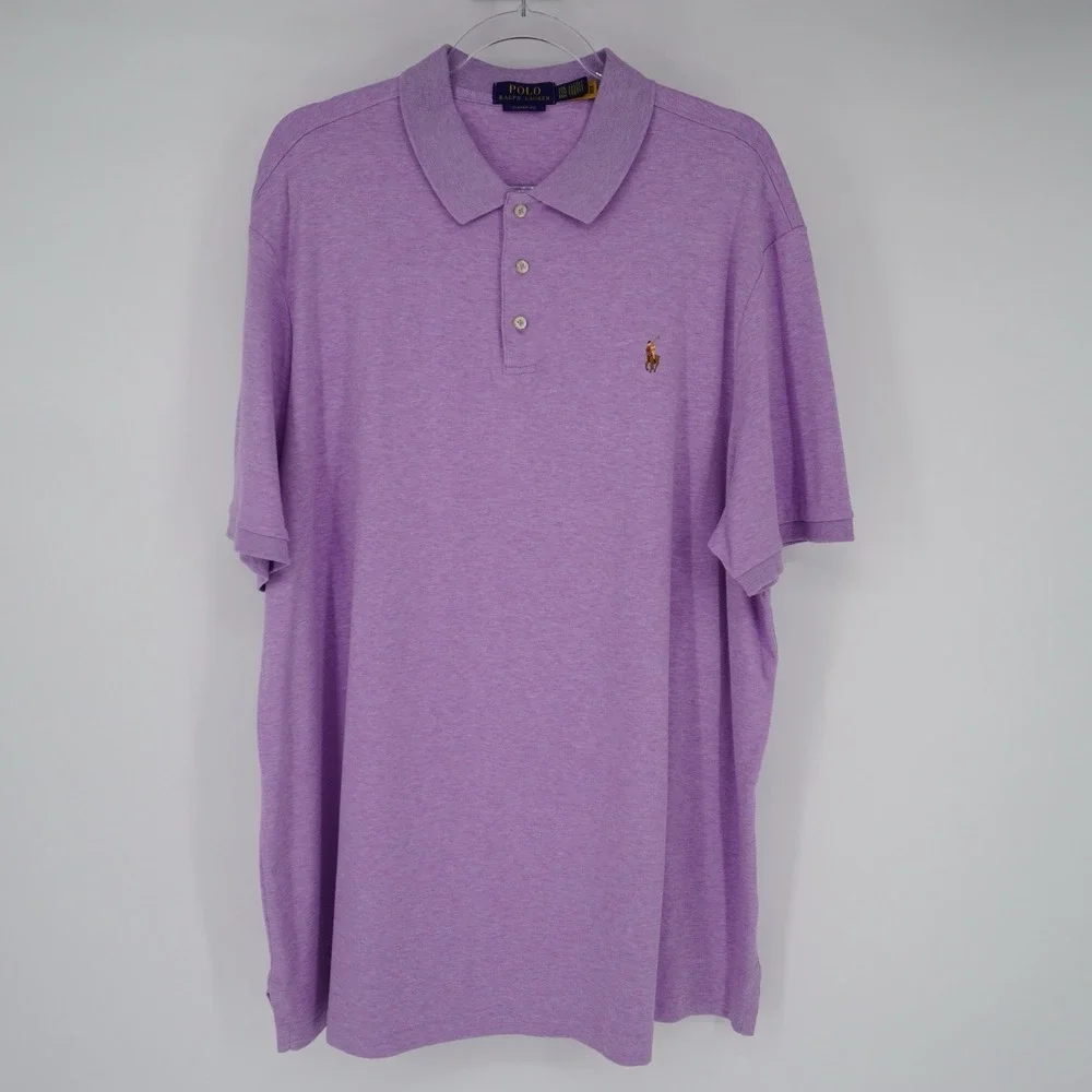 Polo Ralph Lauren Polo Shirt Men XXL Lavender Classic Fit Soft Cotton Flesh Pony