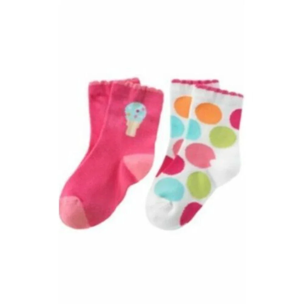 NEW Gymboree baby girls socks 6-12 9 M Popsicle party ice cream social pink dot