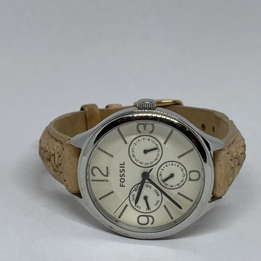 Fossil BQ3249 Women's Leather White Analog Dial Quartz Genuine Wrist Watch JK739