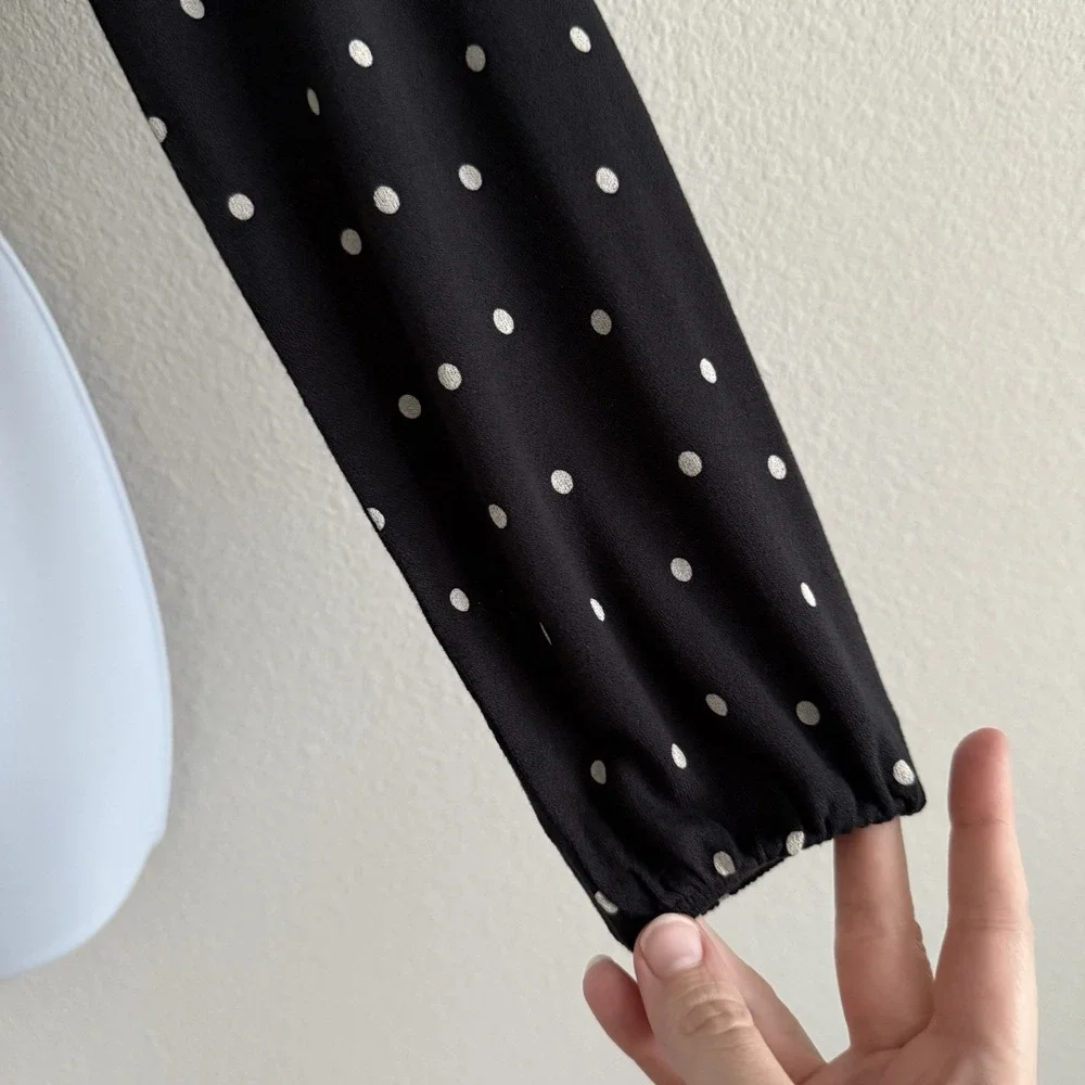 Urban Outfitters Peasant Blouse Womens XS Black Polka Dot Milkmaid Whimsigoth