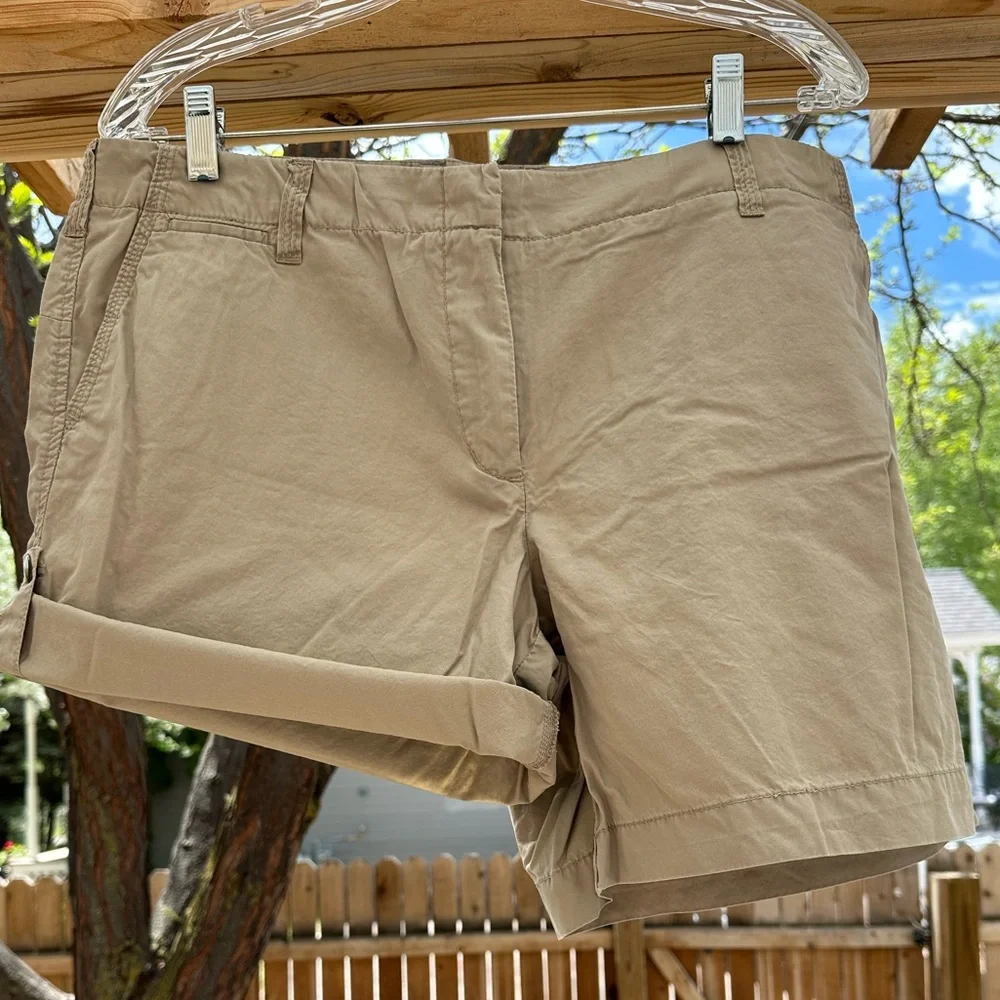 J. Crew NWOT Tan Utility Chino Classic Twill Cotton Roll Up Shorts size 12