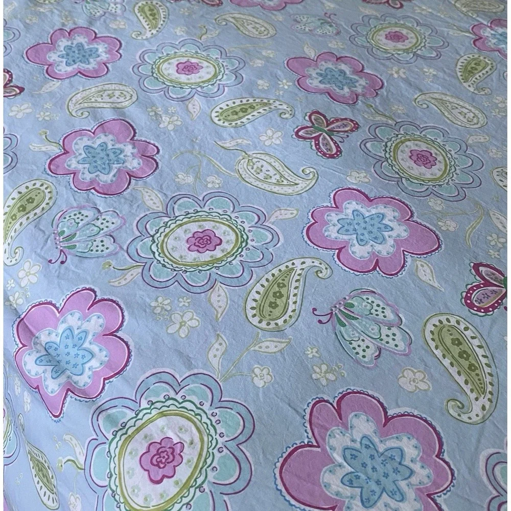 Pottery Barn Kids Duvet Cover Queen 90x88 Floral Butterflies Multicolor Romantic