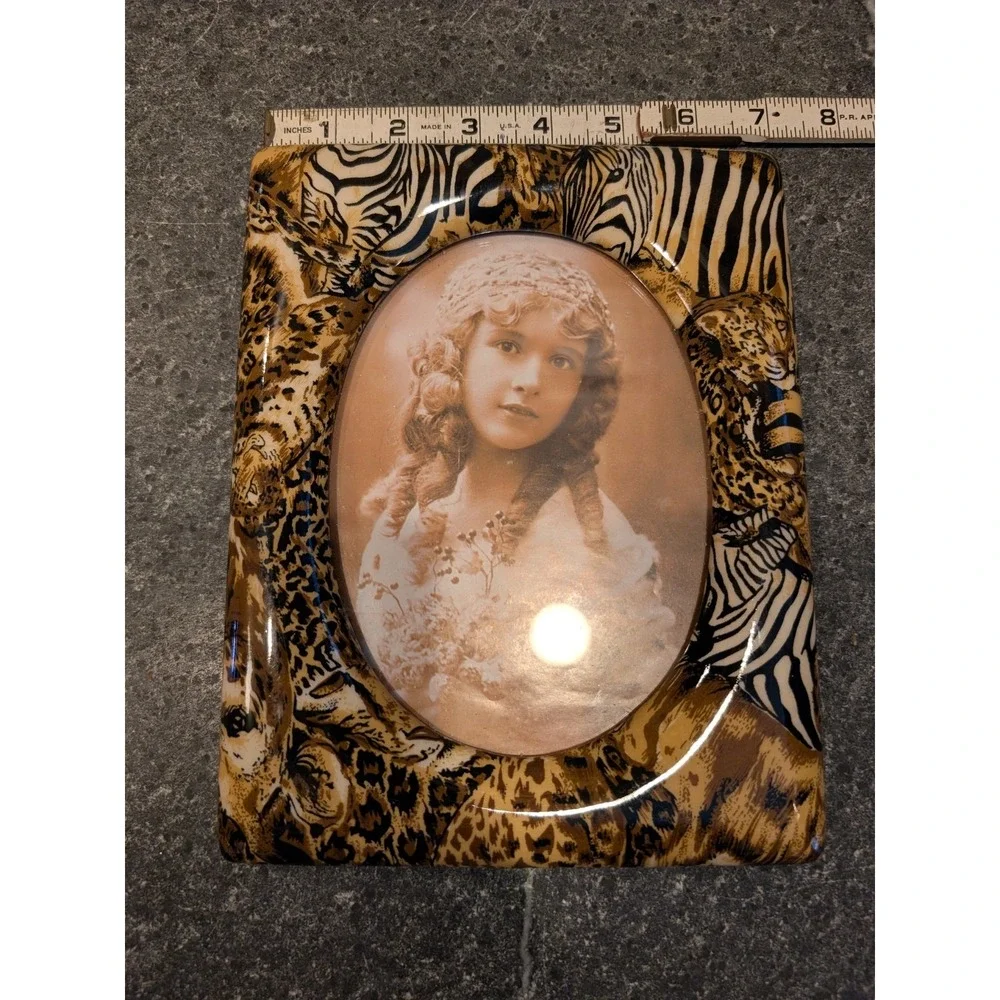 Safari Animal Zebra Leopard Ceramic‎ 7x9 Rectangle Frame Oval Center 4x6