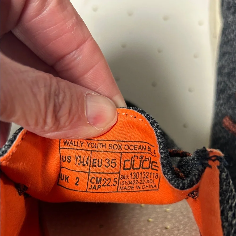 Hey Dude Kids Moccasins - Dark Gray with Orange Accents
