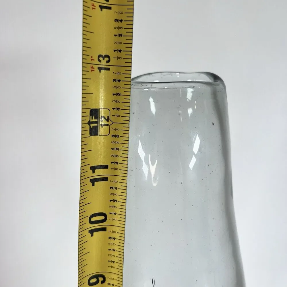 West‎ Elm Modern Clear Smoke Gray Recycled Glass Vase Hand Blown 12 3/4”