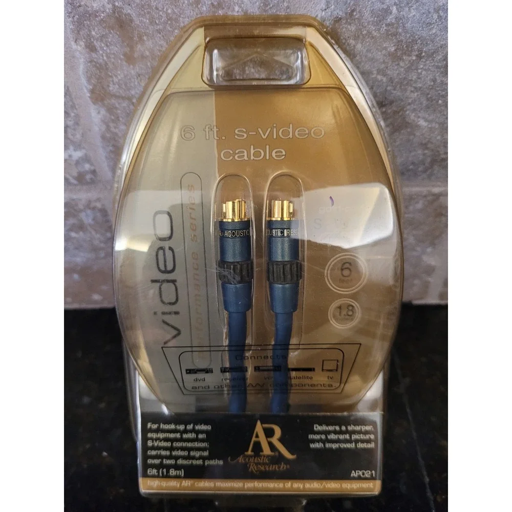 Acoustic Research NEW Gold Plated S-Video Connector Cable AP021 6FT J020