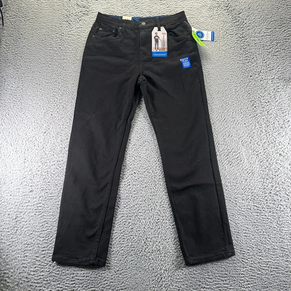 Levi's 502 Jeans Boys 12 Husky Black Cotton Denim Tapered Leg Stretch