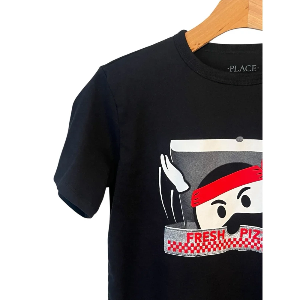 The Children's Place Boys Black Pizza Tee XS 4 NWT