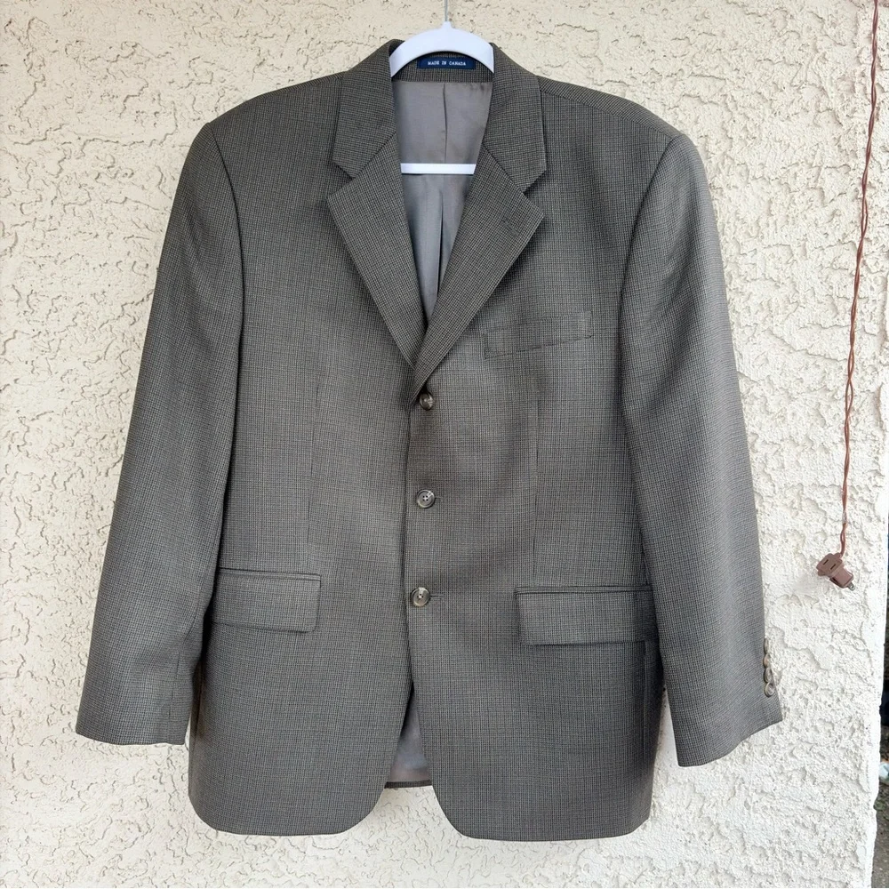 Ralph Ralph Lauren Men 40S Brown Houndstooth Wool Suit Jacket Sport Coat Blazer