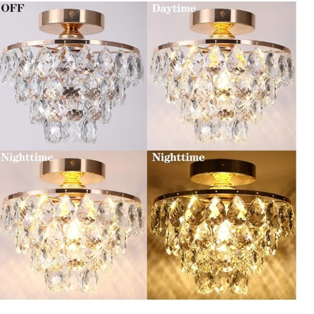 Luxurious Crystal Ceiling Light with Gold Accents