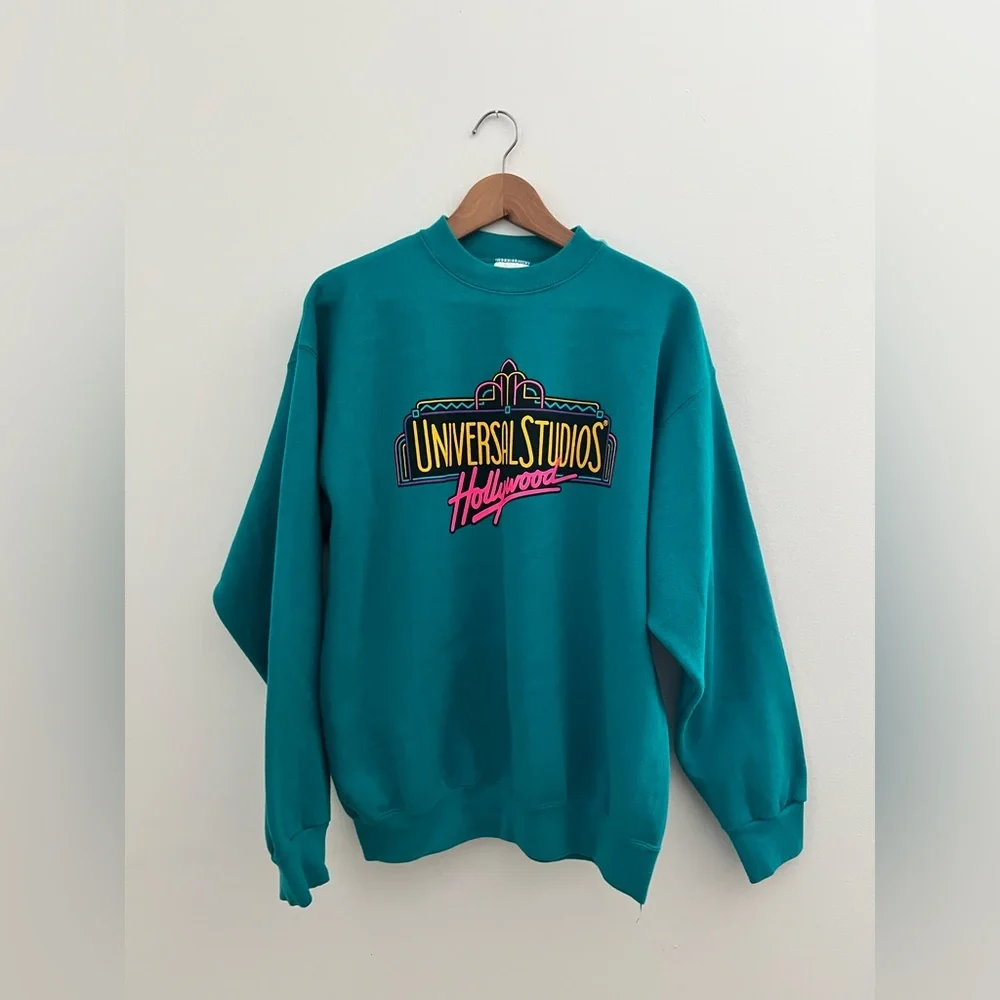 Vintage Tultex Disney Universal Studios Teal Crewneck Sweater